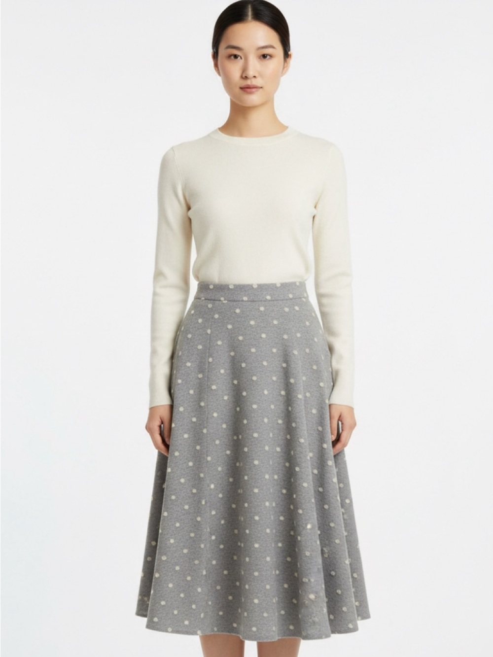 Maeve by Anthropologie Ankle-Length Midi Skirt Gray/dots Women's Size Medium